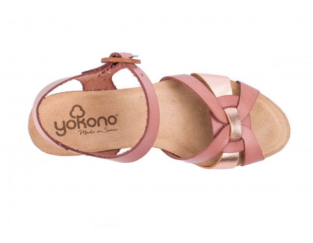 Sandale Yokono, din piele naturala, model FLOREN 001, Somon-Bej Nude