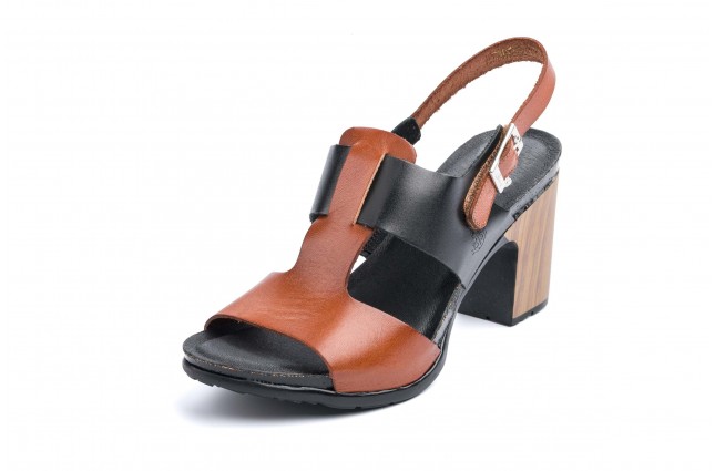 Sandale Yokono, din piele naturala, model FLOREN 004, Negru-Maro Castaniu