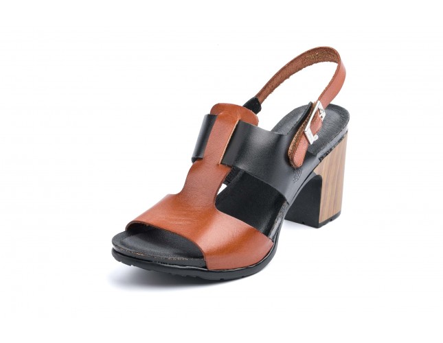 Sandale Yokono, din piele naturala, model FLOREN 004, Negru-Maro Castaniu