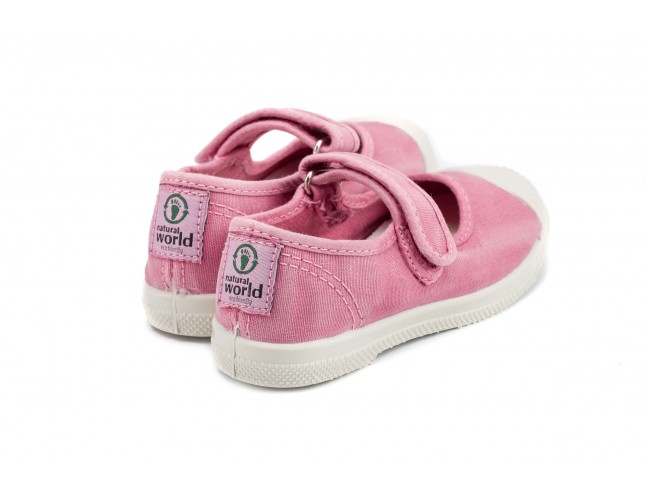 Tenisi Natural World pentru copii, model Mercedes, Rosa , aspect Stone-Washed