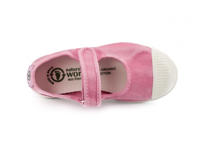 Tenisi Natural World pentru copii, model Mercedes, Rosa , aspect Stone-Washed