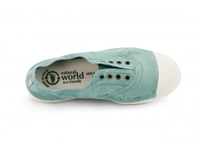 Tenisi Natural World, model Elastico, Verde Albahaca, aspect Stone-Washed