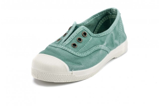 Tenisi Natural World pentru copii, model Elastico, Verde Albahaca, aspect Stone-Washed