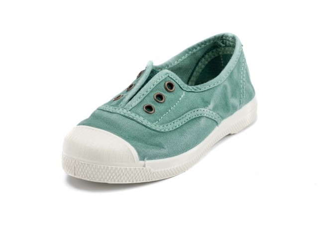 Tenisi Natural World pentru copii, model Elastico, Verde Albahaca, aspect Stone-Washed