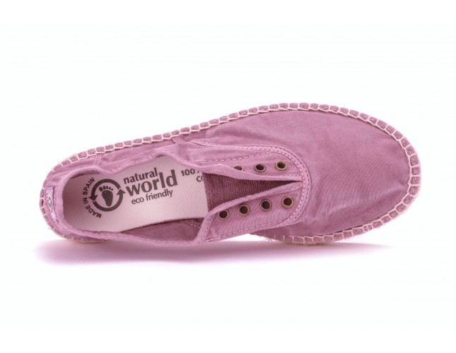Espadrile Natural World, model Ingles Yute 620, Rosa, aspect Stone-Washed