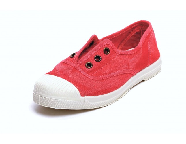 Tenisi Natural World pentru copii, model Elastico 470, Rosu aspect Stone-Washed