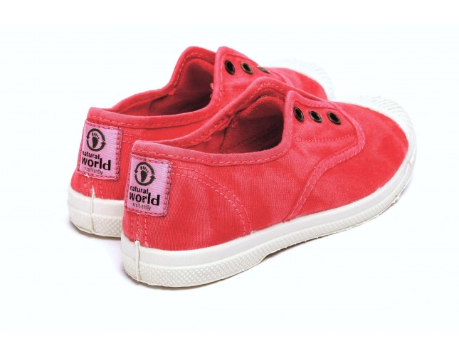 Tenisi Natural World pentru copii, model Elastico 470, Rosu aspect Stone-Washed