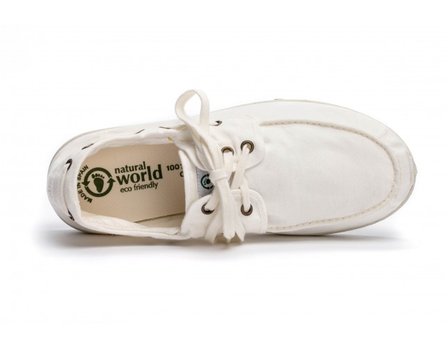 Pantofi din panza Natural World, model Nautico, Alb