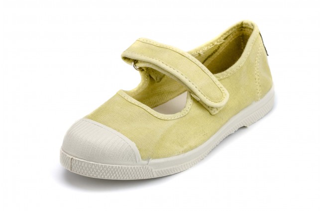 Tenisi Natural World pentru copii, model Mercedes, Verde Limoncello, aspect Stone-Washed