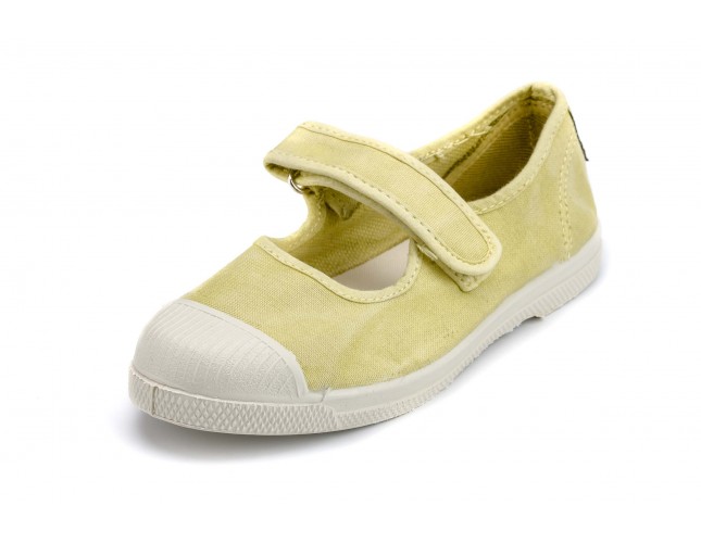 Tenisi Natural World pentru copii, model Mercedes, Verde Limoncello, aspect Stone-Washed