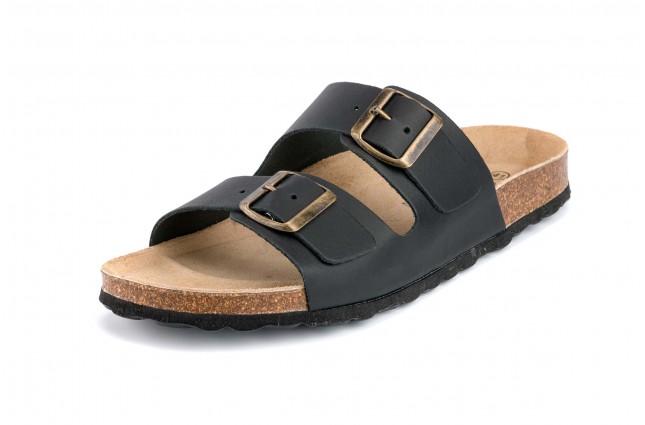 Papuci Maison de l'Espadrille din piele, model BOUCLE 3565, Negru