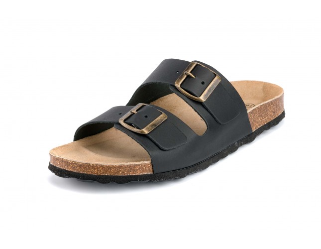 Papuci Maison de l'Espadrille din piele, model BOUCLE 3565, Negru