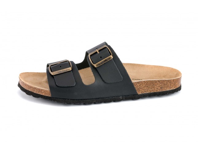 Papuci Maison de l'Espadrille din piele, model BOUCLE 3565, Negru