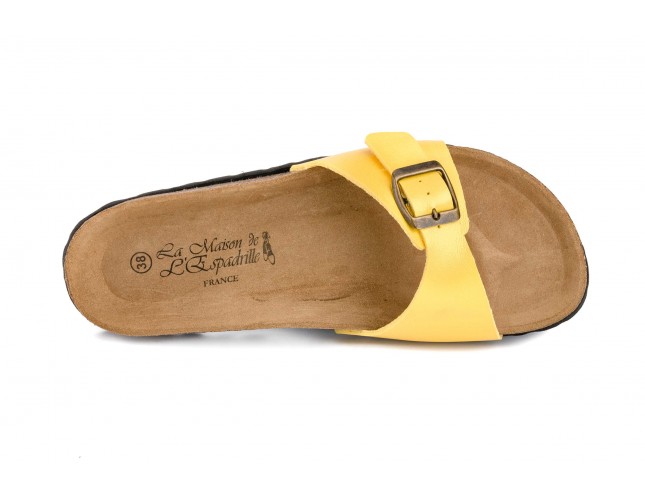 Papuci Maison de l'Espadrille din piele eco, model BOUCLE 3506, Galben