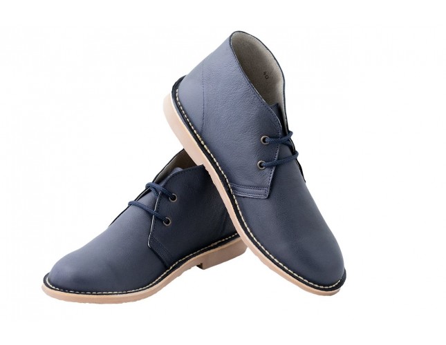 Ghete Safari, piele Samun, Albastru Atlantic