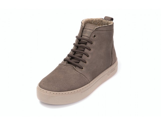 Ghete Natural World, din piele napa, model WOOL 6189, Maro Castano