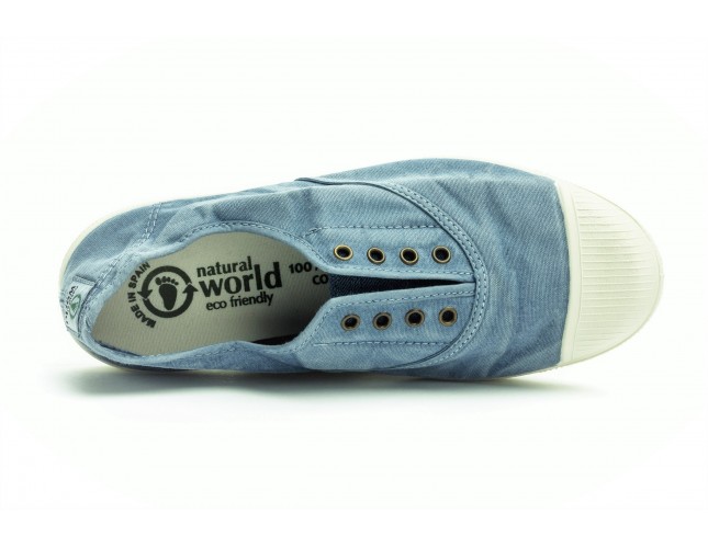 Tenisi Natural World, model Elastico 3102, Albastru Tejano aspect Stone-Washed