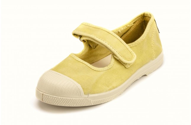 Tenisi Natural World pentru copii, model Mercedes, Galben Sunny, aspect Stone-Washed
