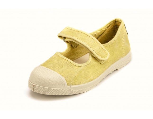 Tenisi Natural World pentru copii, model Mercedes, Galben Sunny, aspect Stone-Washed