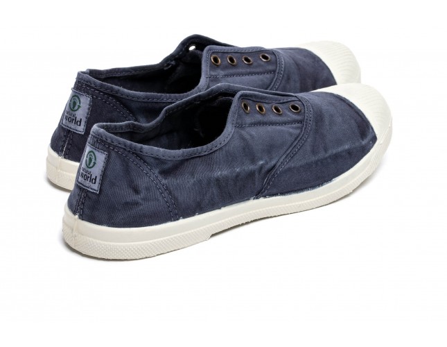 Tenisi Natural World, model Elastico 3102, Albastru Marin aspect Stone-Washed