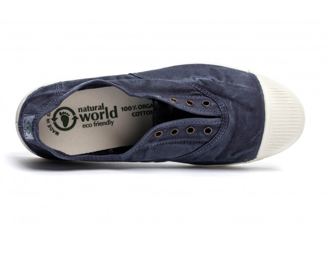 Tenisi Natural World, model Elastico 3102, Albastru Marin aspect Stone-Washed