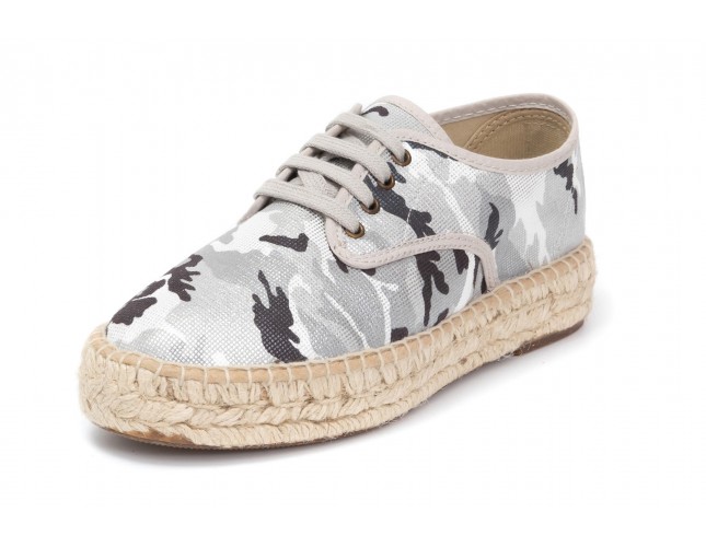 Espadrile Natural World, model Blucher Yute 683, Argintiu