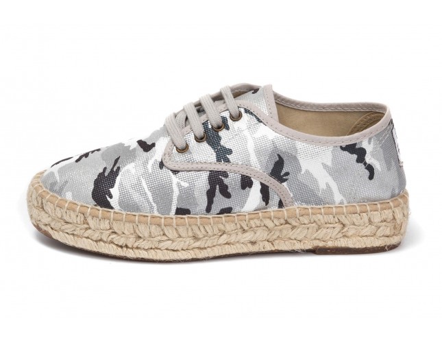 Espadrile Natural World, model Blucher Yute 683, Argintiu