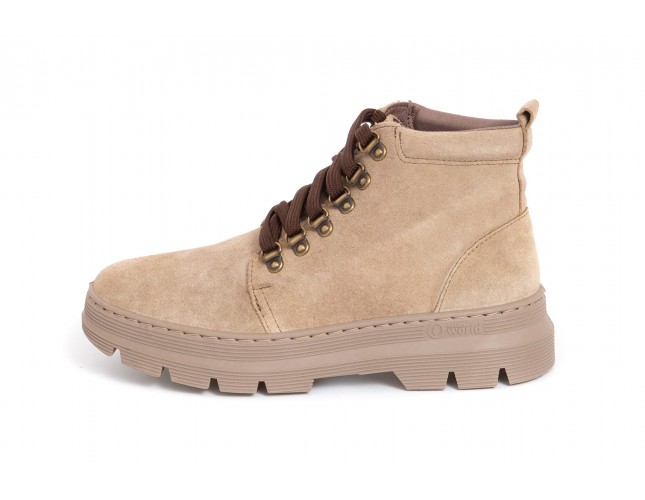 Ghete Natural World, din piele intoarsa, model 7154, Bej