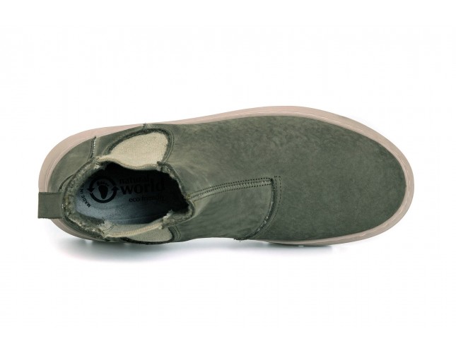 Ghete Natural World, din piele naturala, model 7182B, Verde Forest