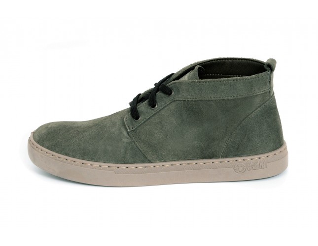 Ghete Natural World, din piele intoarsa, model 6762, Verde Forest