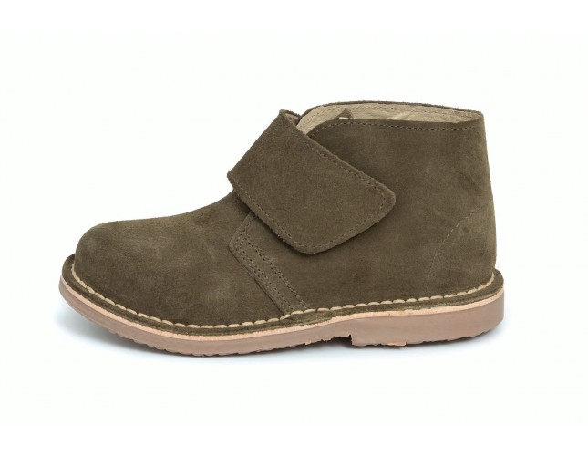 Ghete Safari pentru copii, piele intoarsa Kaki velcro