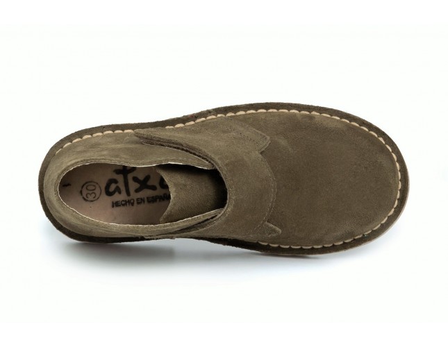 Ghete Safari pentru copii, piele intoarsa Kaki velcro