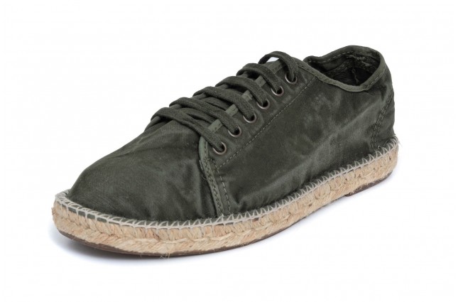 Espadrile Natural World, model Basket, Kaki, aspect Stone-Washed