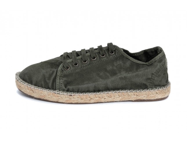 Espadrile Natural World, model Basket, Kaki, aspect Stone-Washed