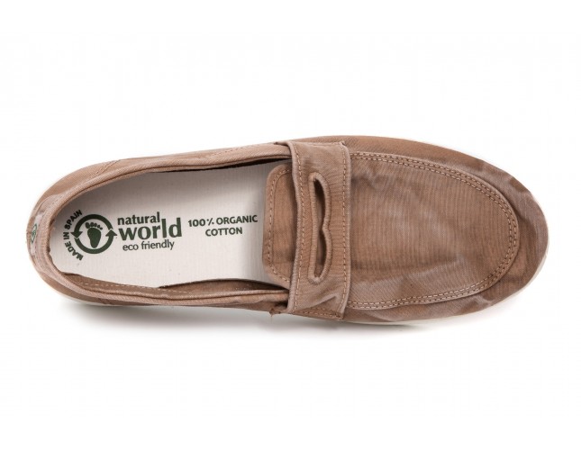 Pantofi din panza Natural World, model Antifaz, Bej, aspect Stone-Washed