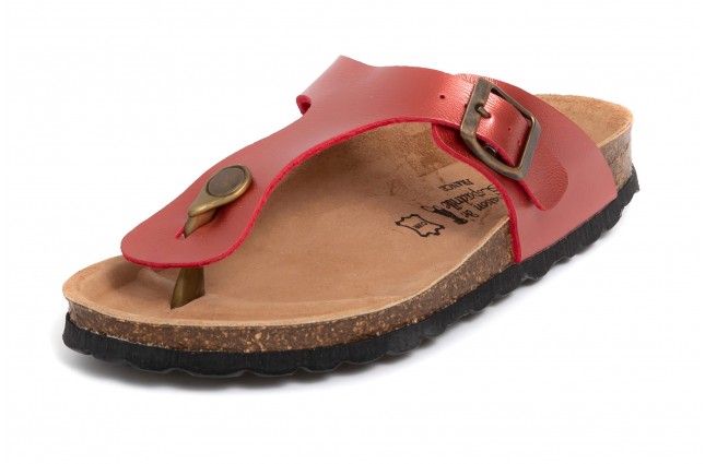 Papuci Maison de l'Espadrille din piele eco, model BOUCLE 3511, Rosu