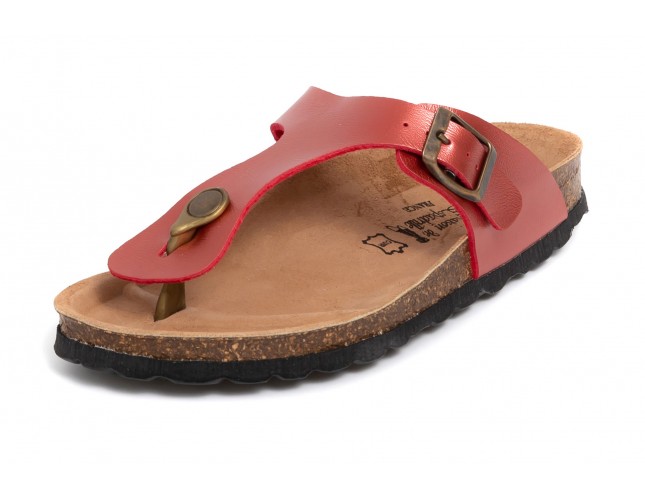 Papuci Maison de l'Espadrille din piele eco, model BOUCLE 3511, Rosu