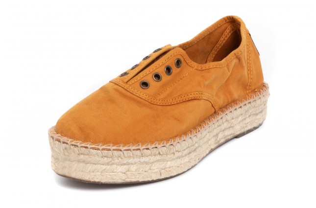 Espadrile Natural World, model Ingles Yute 687, Cuero, aspect Stone-Washed
