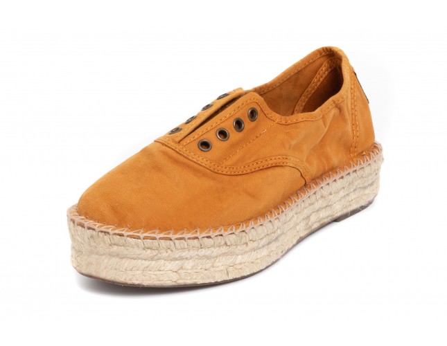 Espadrile Natural World, model Ingles Yute 687, Cuero, aspect Stone-Washed