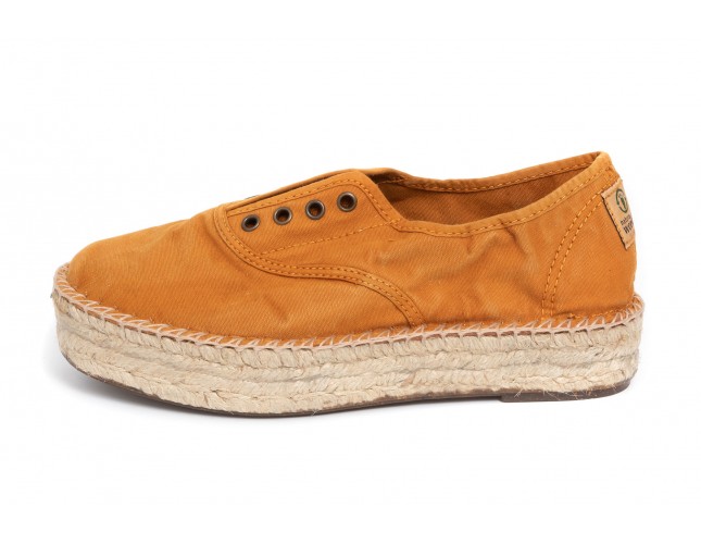 Espadrile Natural World, model Ingles Yute 687, Cuero, aspect Stone-Washed