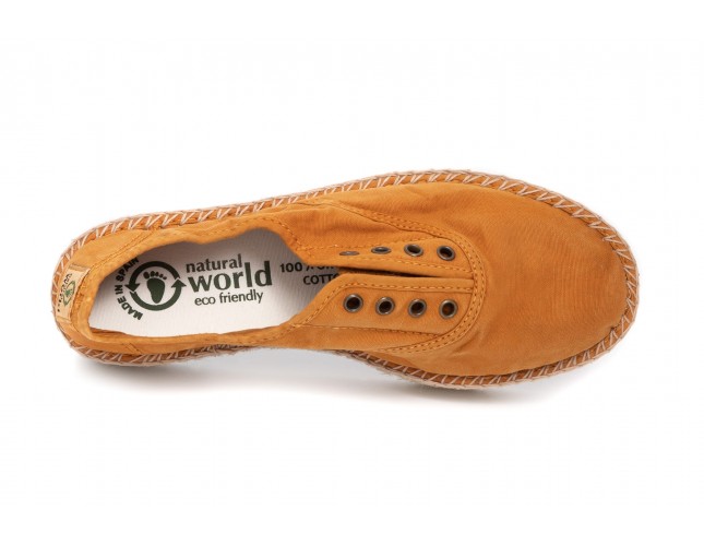 Espadrile Natural World, model Ingles Yute 687, Cuero, aspect Stone-Washed