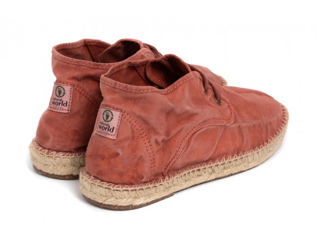 Espadrile Natural World, model Safari, Caramiziu, aspect Stone-Washed