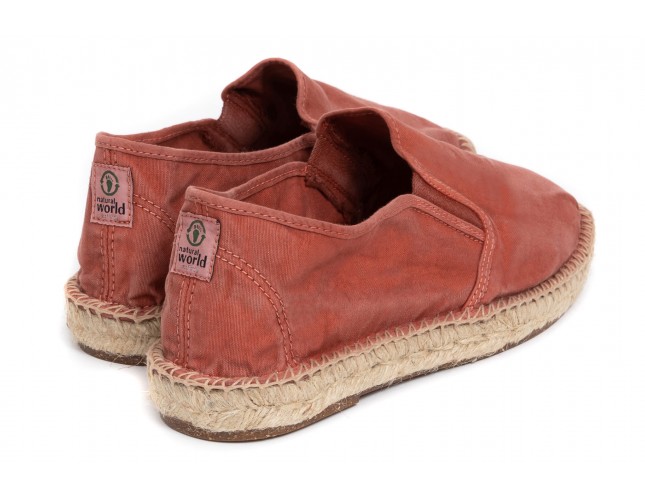 Espadrile Natural World, model Slip On, Caramiziu, aspect Stone-Washed