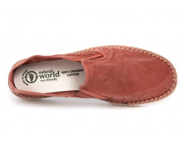 Espadrile Natural World, model Slip On, Caramiziu, aspect Stone-Washed