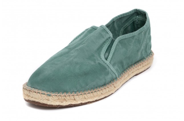 Espadrile Natural World, model Slip On, Verde Albahaca, aspect Stone-Washed