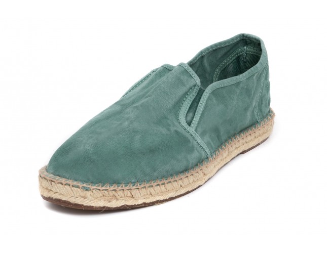 Espadrile Natural World, model Slip On, Verde Albahaca, aspect Stone-Washed