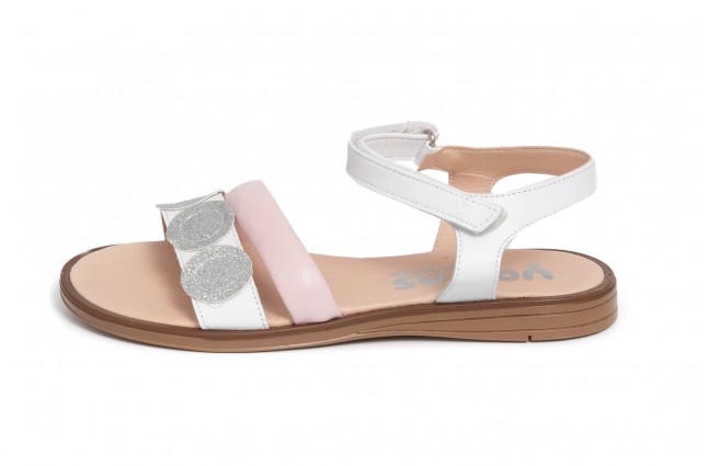 Sandale Yowas pentru copii, model Flor, Alb