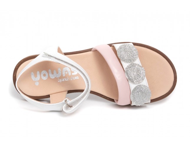 Sandale Yowas pentru copii, model Flor, Alb