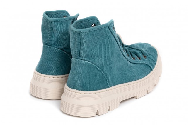 Ghete Natural World, model Bota 7101, Albastru Jungla, aspect Stone-Washed