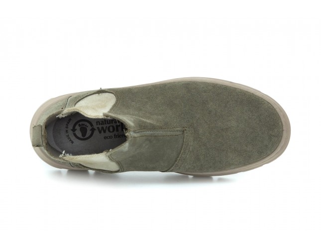 Ghete Natural World, din piele naturala, model 7152, Verde Forest